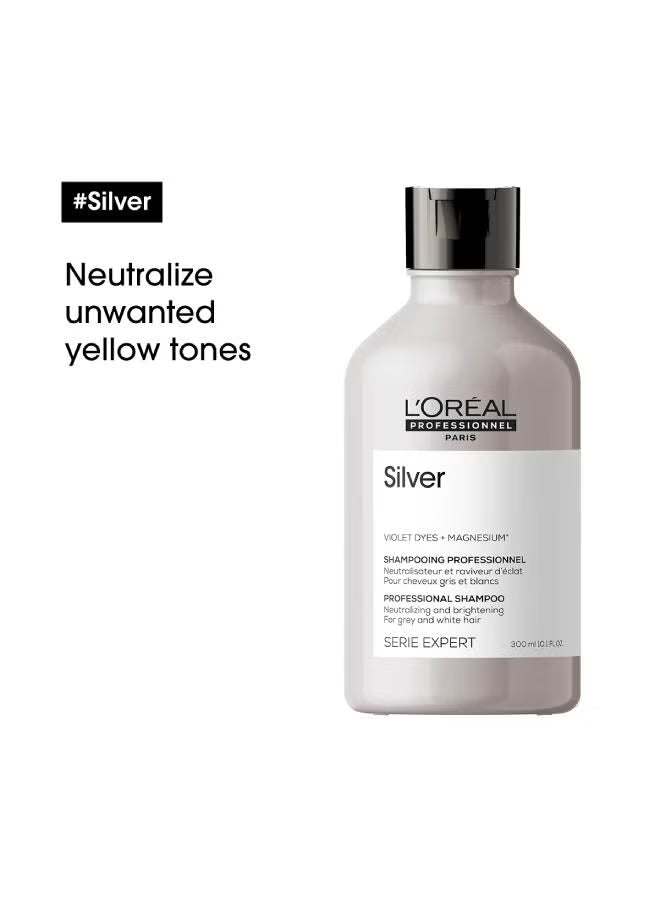 L'Oreal Professionnel Silver Shampoo for grey hair and Neutralizing Yellow Light Blonde Hair - 300ml