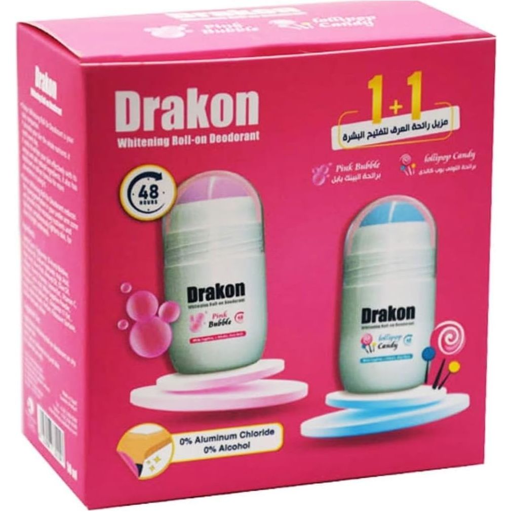 Drakon Whitening Lolli Pop Candy Deodorant Roll On 50 Ml + Pink Bubble Deo50 Ml