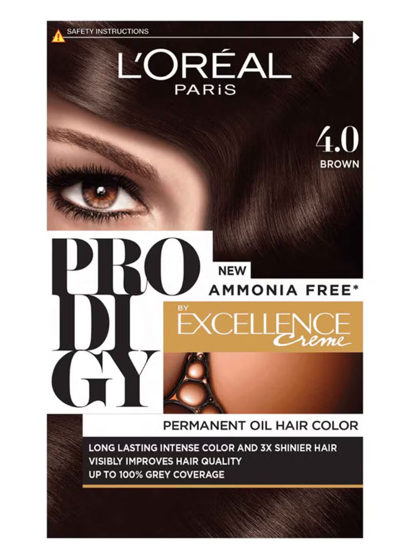L'OREAL PARIS Prodigy Permanent No Ammonia Hair Color 4.0 Brown