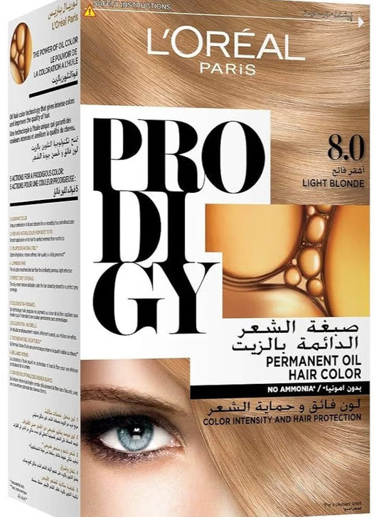 L'OREAL PARIS Prodigy Permanent No Ammonia Hair Color 8.0 Light Blonde