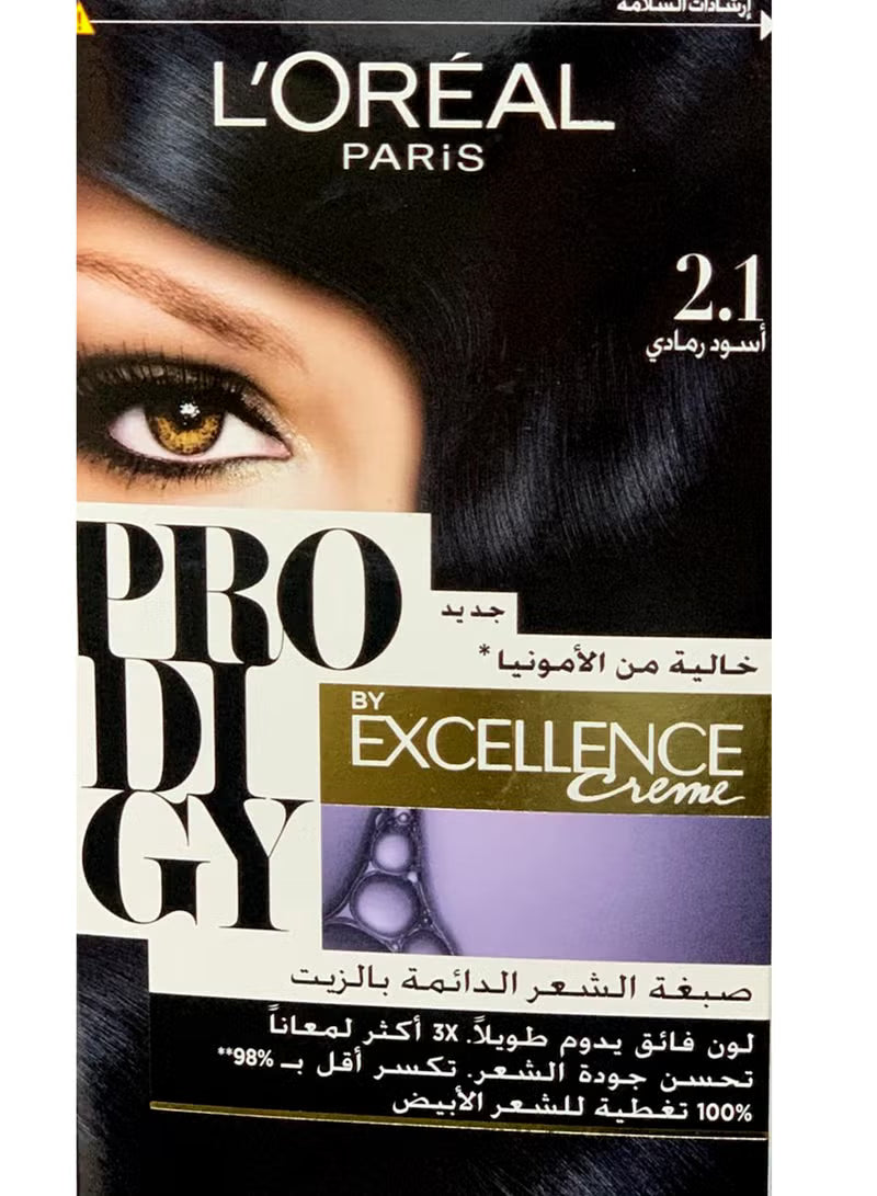 L'OREAL PARIS Prodigy Permanent No Ammonia Hair Color 2.1 Ash Black