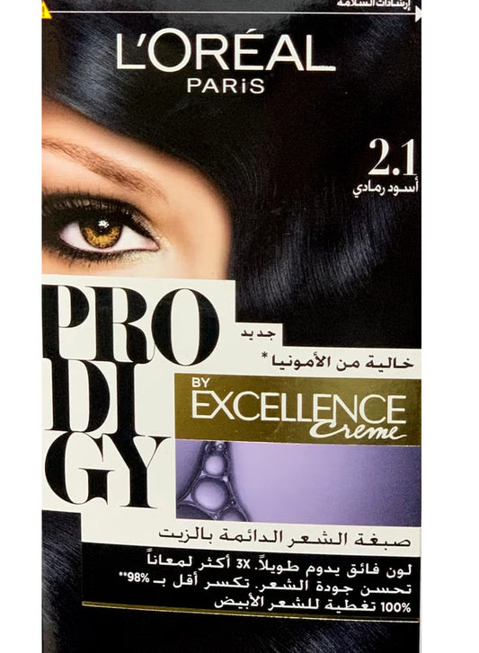 L'OREAL PARIS Prodigy Permanent No Ammonia Hair Color 2.1 Ash Black