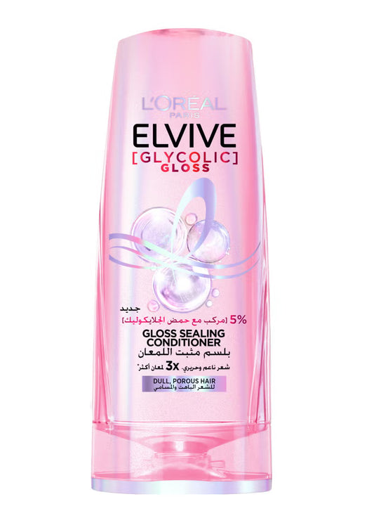 L'OREAL PARIS Elvive Glycolic Gloss Extra Gloss Conditioner with 5% Glycolic Acid for Dull and Porous Hair 360ML