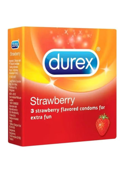 Durex Pack Of 3 Strawberry Condoms