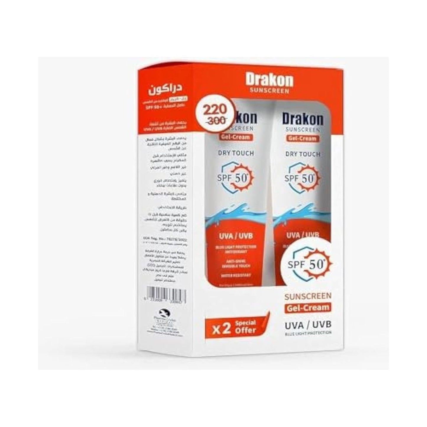 Drakon Sunscreen Gel-Cream Dry touch SPF 50 (1+1) Promopack 60 gm+60 gm