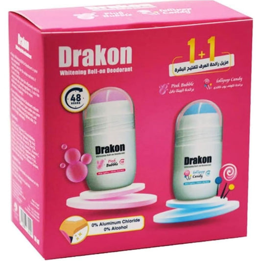 Drakon Whitening Lolli Pop Candy Deodorant Roll On 50 Ml + Pink Bubble Deo50 Ml