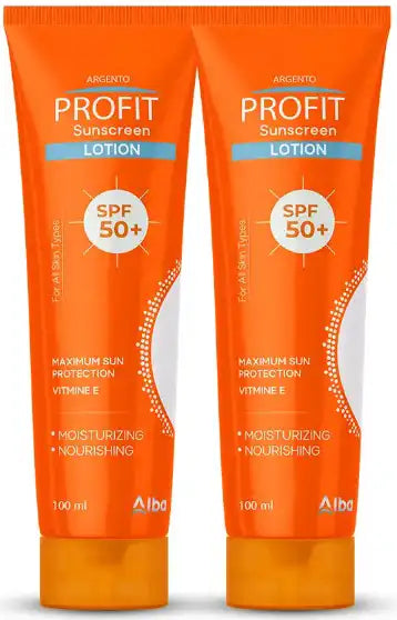 Argento Profite sunscreen, SPF 50+, suitable for all skin types, 2 pieces, 100 ml, lotion
