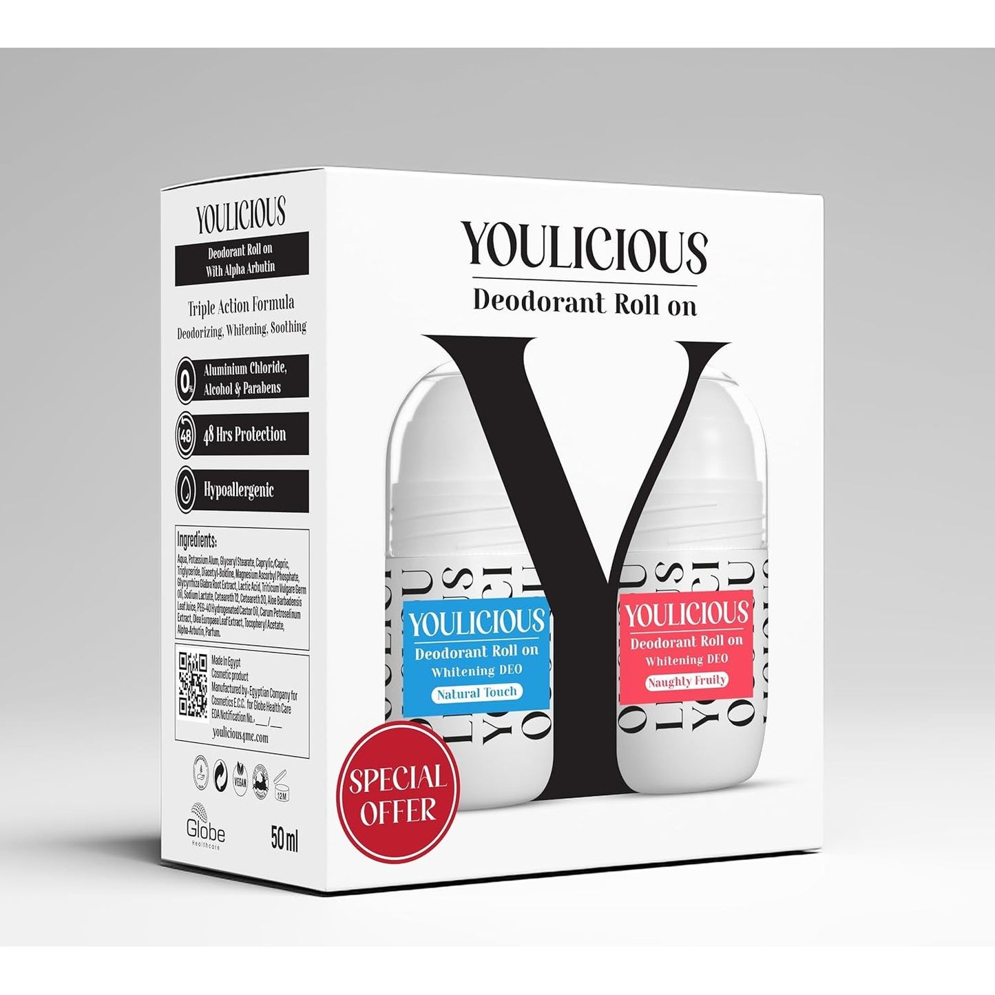 Youlicious Deodorant Roll on Natural Touch and Naughty Fruity 50 ML