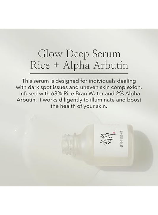 Beauty Of Joseon Glow Deep Serum Rice Alpha-Arbutin, Dark Spot Discoloration Correction for Uneven Dull Skin Tone, Daily Korean Skin Care for Men and Women 30ml