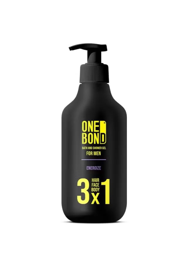 One Bond Bath & Shower Gel 3 In 1 Hair, Face & Body For Men Energize Scent 500ml